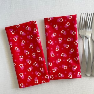 Servilletas de tela con corazones de San Valentín - Juegos de 2