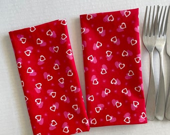 Valentine Hearts Cloth Napkins - Sets of 2