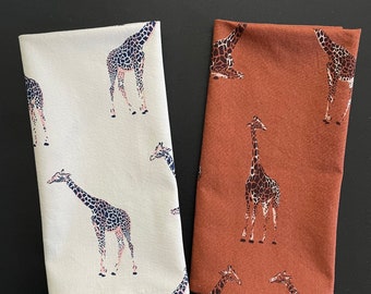 Majestic Giraffes on Beige or Light Mahogany Cloth Napkins - Sets of 2