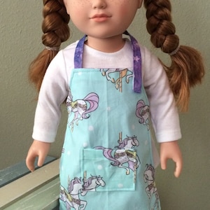 3-piece Chef Set: Carousel Horses Apron, Chef Hat & Matching Oven Mitt - 18&quot; Doll (American Girl or equivalent)