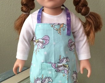 3-piece Chef Set: Carousel Horses Apron, Chef Hat & Matching Oven Mitt - 18" Doll (American Girl or equivalent)