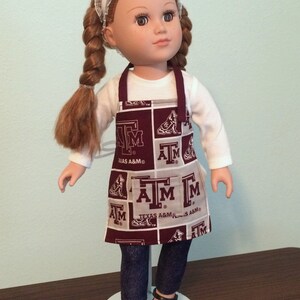 2-piece Chef Set: Texas A&M University Apron and Chef Hat 18 Doll American Girl or equivalent image 3