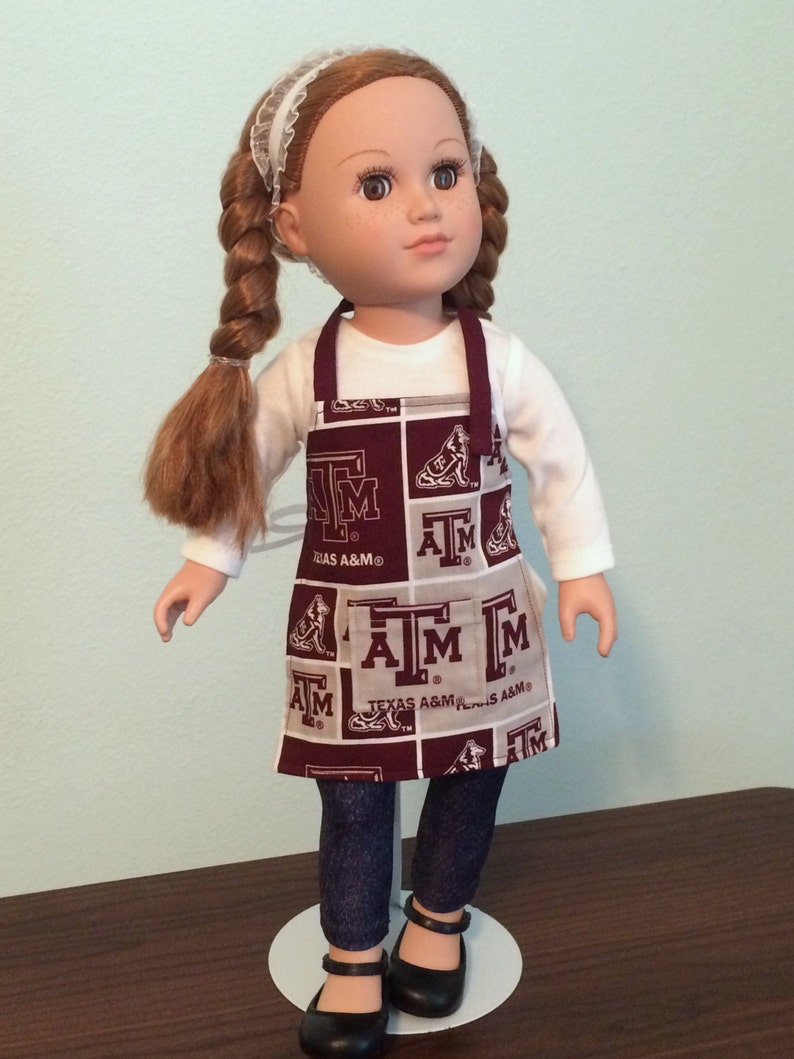 2-piece Chef Set: Texas A&M University Apron and Chef Hat 18 Doll American Girl or equivalent image 3