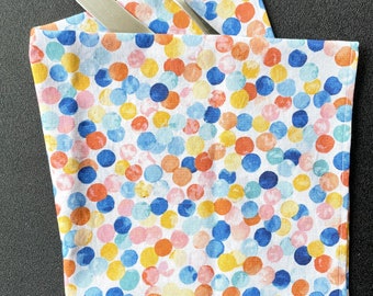 Happy Yellows, Blues & Peach Circles / Dots Cloth Napkin - Set of 2