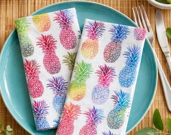 Tovaglioli di stoffa con ananas - Set da 2