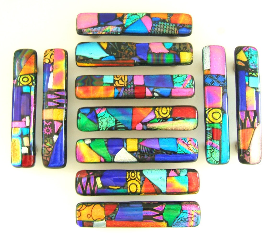 Glass Drawer Pull Mosaic Glass Drawer Pulls Etsy