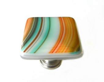 Southwestern Glass Knob. Decorative Glass Cabinet Hardware in Custom Sizes