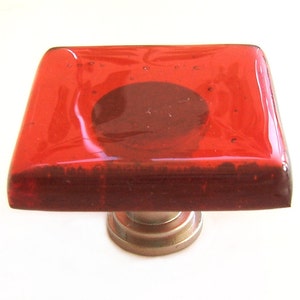 Red Glass Cabinet Handle or Drawer Pull Hardware. Red Kitchen Cabinet ...