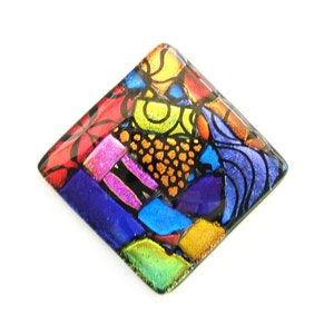 Kitchen Backsplash Glass Tile in Colorful Dichroic Mosaic Design.  Stunning on Walls, Floors, Swimming Pools, and more. Each Tile is Unique.