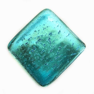 Aqua Turquoise Blue Fused Dichroic Glass Accent Tile image 1