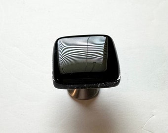 Black Glass Kitchen Cabinet Knob. Upgrade Your Kitchen or Bath with Beautiful Fused Glass by Uneek Glass Fusions. Decorative Hardware