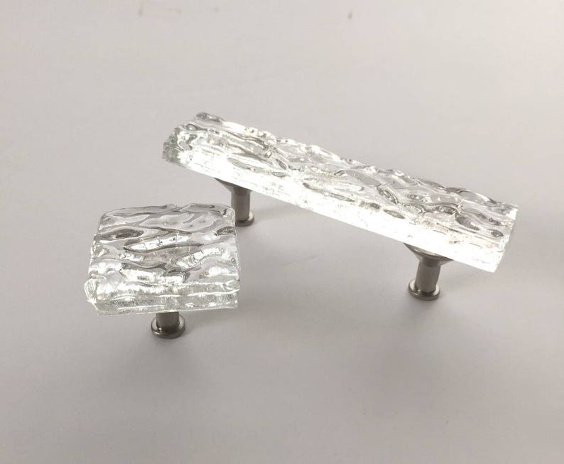 Crystal Clear Glass Cabinet or Drawer Pull in Wave design by image 2