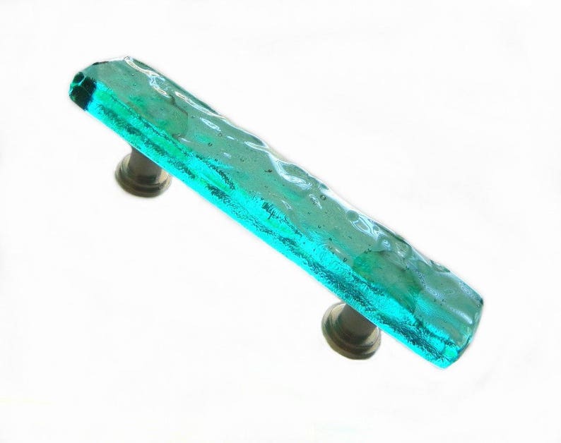 Aqua Glass Drawer Pulls Drawer Pulls Unique Wave Pulls Etsy
