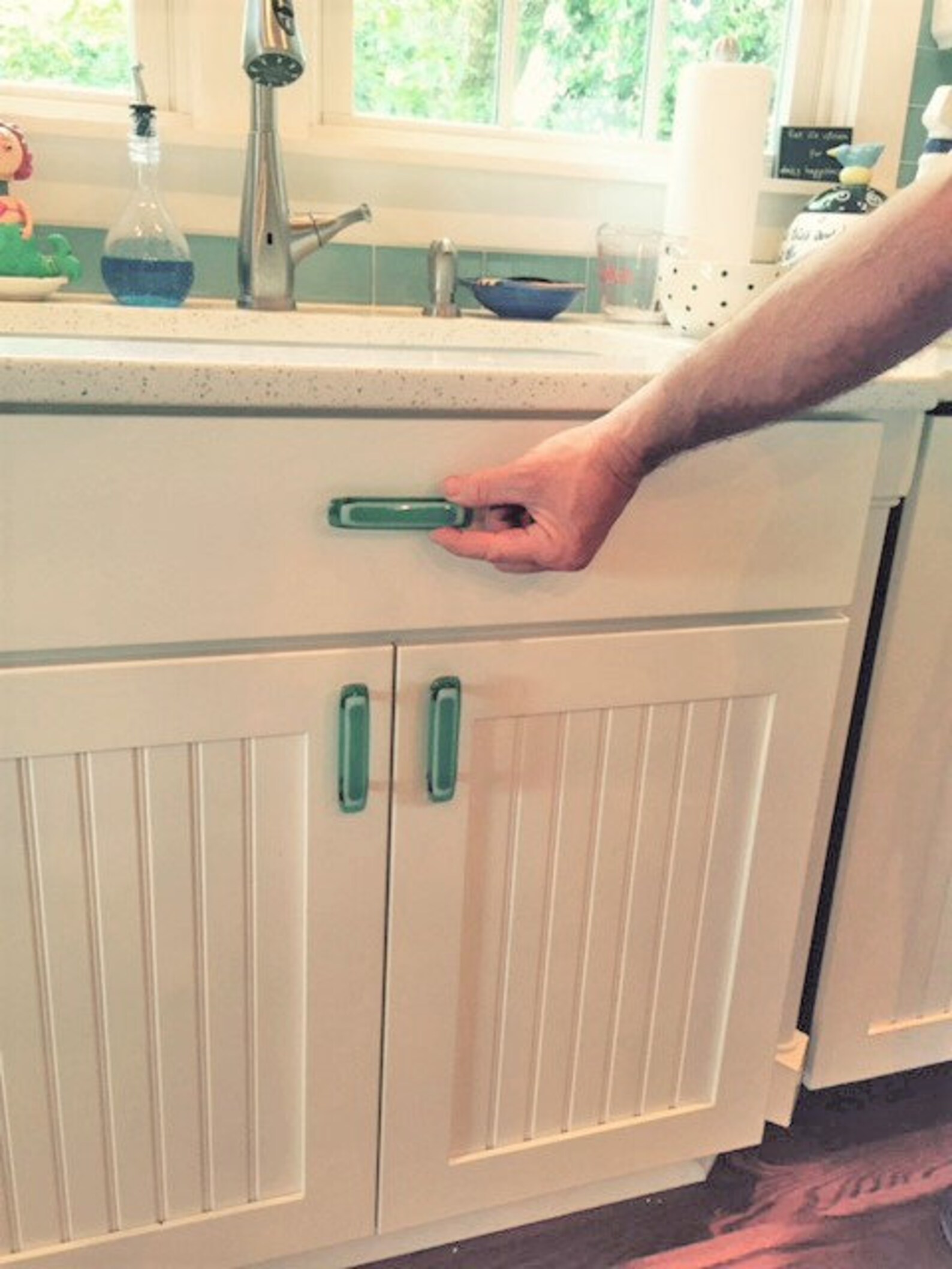 Aqua Beachy Art Glass Drawer Pulls or Handles Custom Etsy