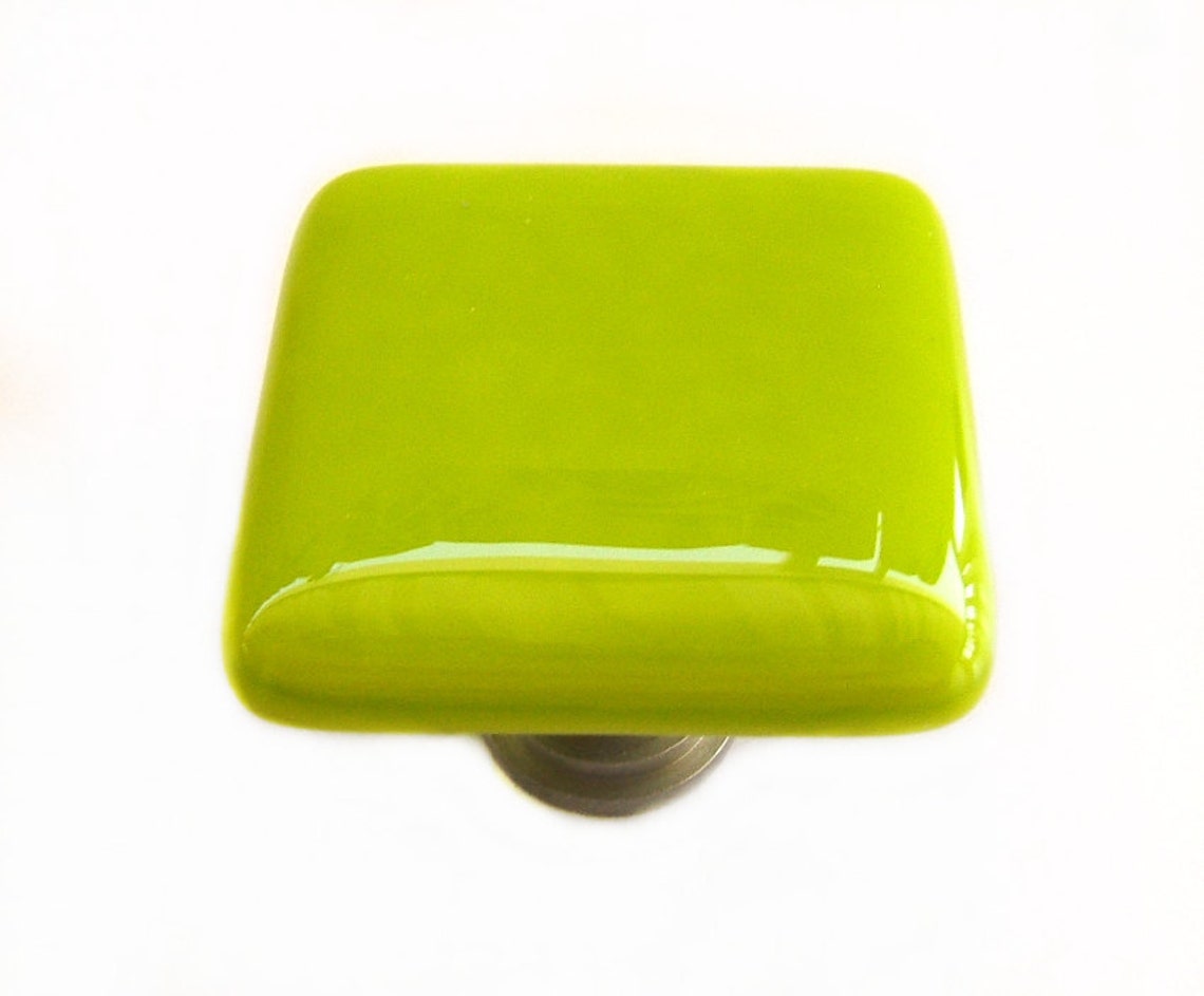 Lime Green Glass Pull L Kitchen Bathroom Hardware Etsy