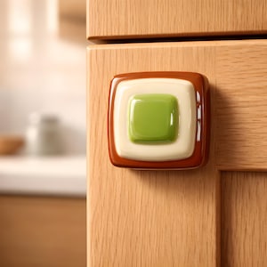 Copper Olive Green Glass Knobs l Decorative Glass Cabinet Hardware for a Kitchen Cabinet Upgrade, or Furniture Design. Glass Drawer Pulls