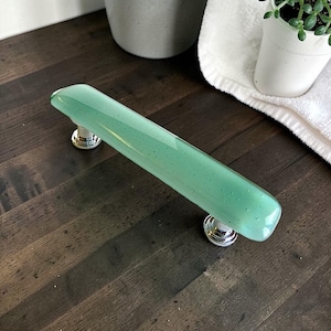 Seafoam Glass Handles or Drawer Pulls for Kitchen or Bathroom Cabinets. Coastal Glass Kitchen Cabinet Handles. Coastal Cabinet Hardware