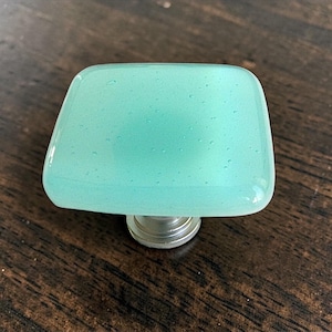 Light Blue Fused Glass Knob Hardware - Blue Cabinet Kitchen Knobs by Uneek Glass Fusions. Unique Coastal Drawer Pulls or Handles for Bath