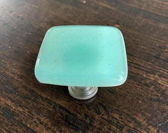 Light Blue Fused Glass Knob Hardware - Blue Cabinet Kitchen Knobs by Uneek Glass Fusions. Unique Coastal Drawer Pulls or Handles for Bath