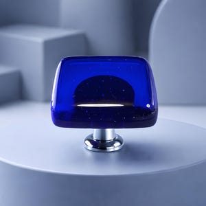 Royal Cobalt Blue Knobs for Kitchen Cabinets or Bathroom Vanity. Transparent Blue Glass Knob for Dresser Drawer Knobs and Pulls