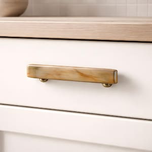 Stone Glass Drawer Pull or Cabinet Handle Hardware, Unique Kitchen Cabinet Handles in Shades of Brown. Furniture Knobs and Pulls