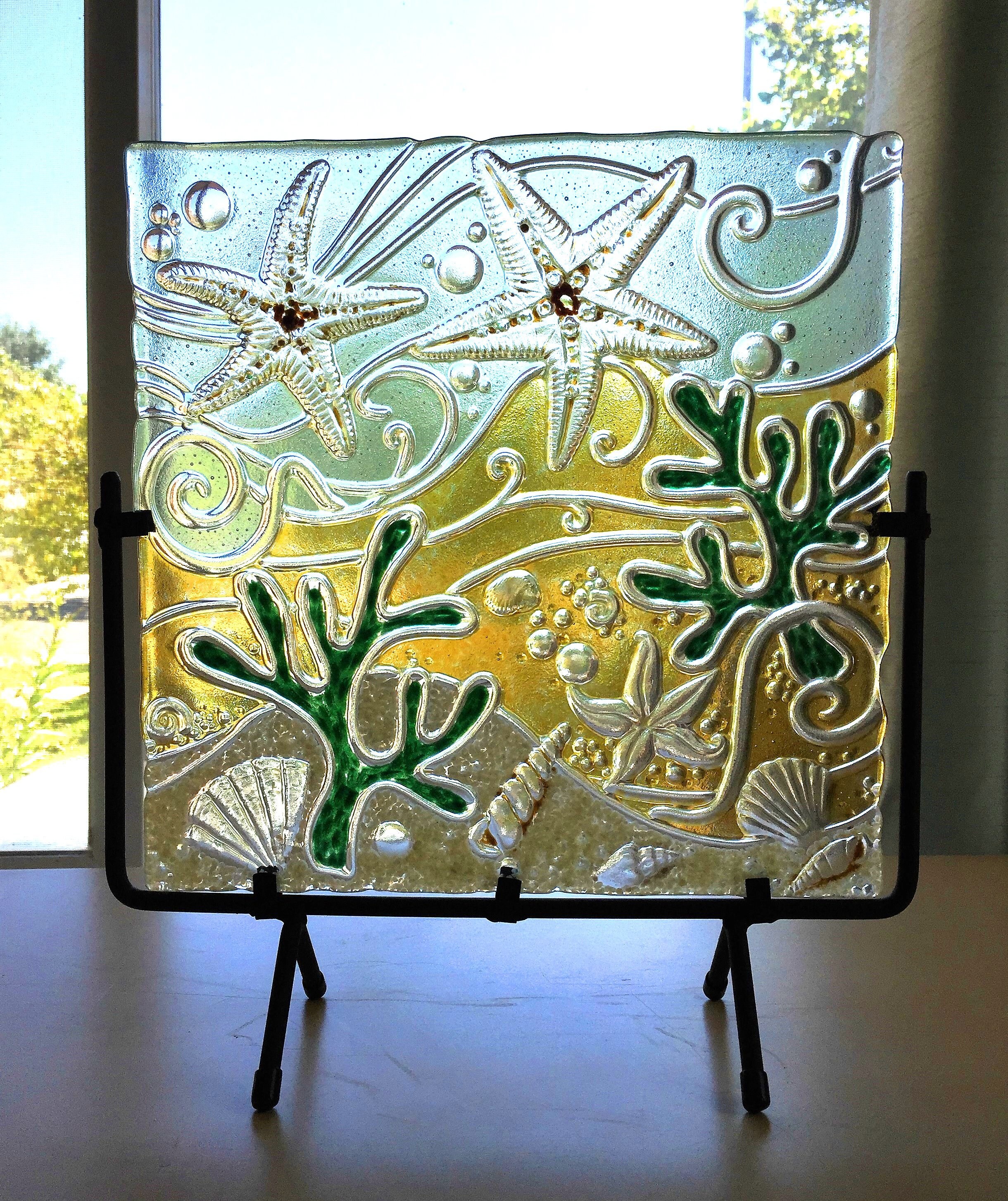 Sea Life Glass Art By Uneek Glass Fusions Fused Glass Table Etsy