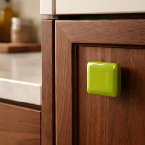 Lime Green Glass Cabinet Knob l Kitchen Bathroom Hardware, Fused Glass Knob, Lime Green Knob, Dresser Knobs, Fun Knobs, Glass Knobs and Pull