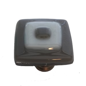 Glass Knob in Grey and White Art Glass. Modern kitchen or bath cabinet hardware by Uneek Glass Fusions. Upgrade Kitchen Cabinets Furniture