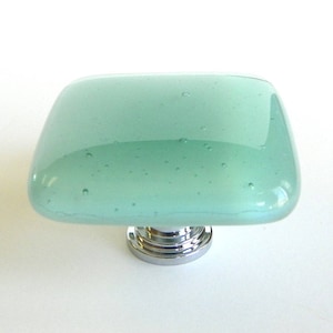 Seafoam Glass Knob. Beach knobs for Kitchen Cabinets Bathroom Vanity Knobs. Seaglass inspired art glass cabinet hardware. Coastal Decor image 1
