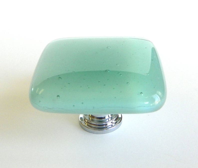 Seafoam Glass Knob. Beach knobs for Kitchen Cabinets Bathroom Vanity Knobs. Seaglass inspired art glass cabinet hardware. Coastal Decor image 1