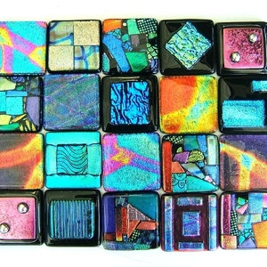 Aqua Turquoise Blue Fused Dichroic Glass Accent Tile image 5