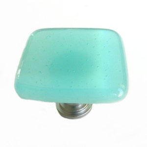 Light Blue Fused Glass Knob Hardware - Blue Cabinet Kitchen Knobs by Uneek Glass Fusions. Unique Coastal Drawer Pulls or Handles for Bath