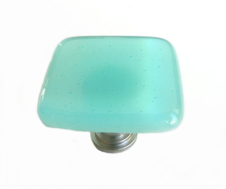 Light Blue Fused Glass Knob Hardware Beach House Decor k11751 image 1