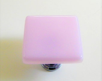 Pink Glass Knob Handcrafted by UneekGlassFusions. Beautiful Petal Pink Knobs and Pulls