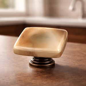 Stone Glass Knob Cabinet Hardware. Unique Kitchen or Bathroom Cabinet Knob in this Earthy Colored Art Glass  by Uneek Glass Fusions
