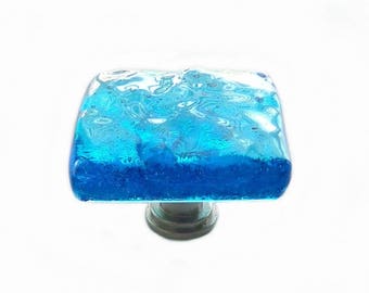 Sea Glass Knobs in Wave Design, Unique Cabinet Knobs, Beach Knobs, Nautical Knobs, Knobs and Pulls, Home Improvement, Deep Turquoise