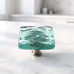 Sea Foam Glass Knobs, Cabinet Knob, Beach Decor, Beach Cabinet Knobs, Knobs, Cabinet Hardware, Coastal Knobs, Wave Knobs, Seaglass knobs