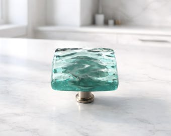 Sea Foam Glass Knobs, Cabinet Knob, Beach Decor, Beach Cabinet Knobs, Knobs, Cabinet Hardware, Coastal Knobs, Wave Knobs, Seaglass knobs