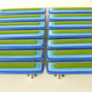 Kitchen Cabinet Handles. Electric Blue, Turquoise, Lime Green Colorful Glass Drawer Pull by Uneek Glass Fusions image 2