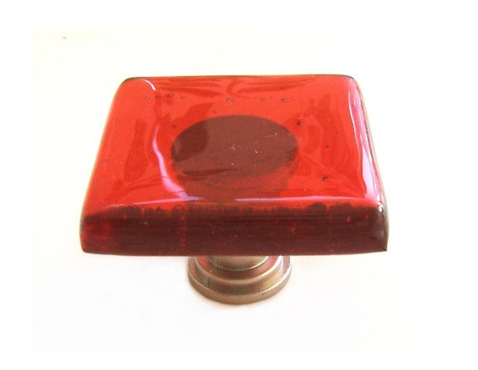 Red Glass Knobs Colorful Glass Kitchen Hardware Etsy