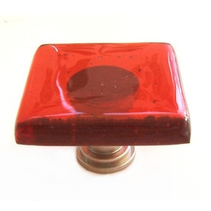 Red Glass Knobs  Colorful Glass Kitchen Cabinet Hardware in Transparent Red Art Glass. Kitchen Cabinet Glass Hardware. Colorful Knobs Pulls