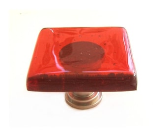 Red Glass Knobs  - Colorful Glass Kitchen Cabinet Hardware