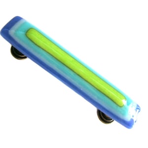 Kitchen Cabinet Handles. Electric Blue, Turquoise, Lime Green Colorful Glass Drawer Pull by Uneek Glass Fusions image 1