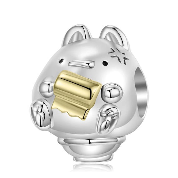 Charm Piggy With Toilet Paper S925 G585 Etsy Canada