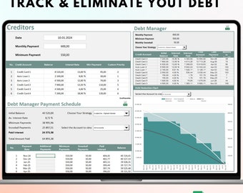 Master Your Debt | Automatic Debt Tracker Tool for Excel and Google sheets
