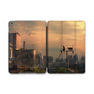 Small Town Cat Couple Orange Sunset iPad Case iPad Air 5 iPad 10 10.9 2022 iPad Air 11 13 2025 Pro 11 2022 iPad Mini 6 Case iPad 9/8/7,10.2