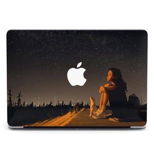 MacBook Hülle Anime Girl w Haustier Sternennacht Digital Art Design Case Fantasy Landschaft MacBook Air 15 Hüllen MacBook Pro M4 2024
