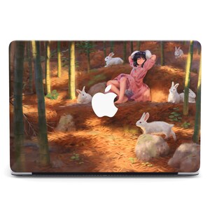 MacBook Hülle Anime Girl Art Long Hair White Rabits Goddess MacBook Air 15 Hüllen, MacBook Pro M4 2024 2025 Shell Cover