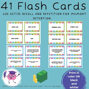 Tarjetas didácticas financieras para niños/Educación financiera/Administración del dinero/Escuela secundaria/Educación en el hogar para imprimir/Tarjetas didácticas imprimibles/Herramienta educativa