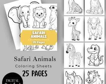 Safari Animals Coloring Pages: Jungle Theme, Pre-School Activity (PDF Download)